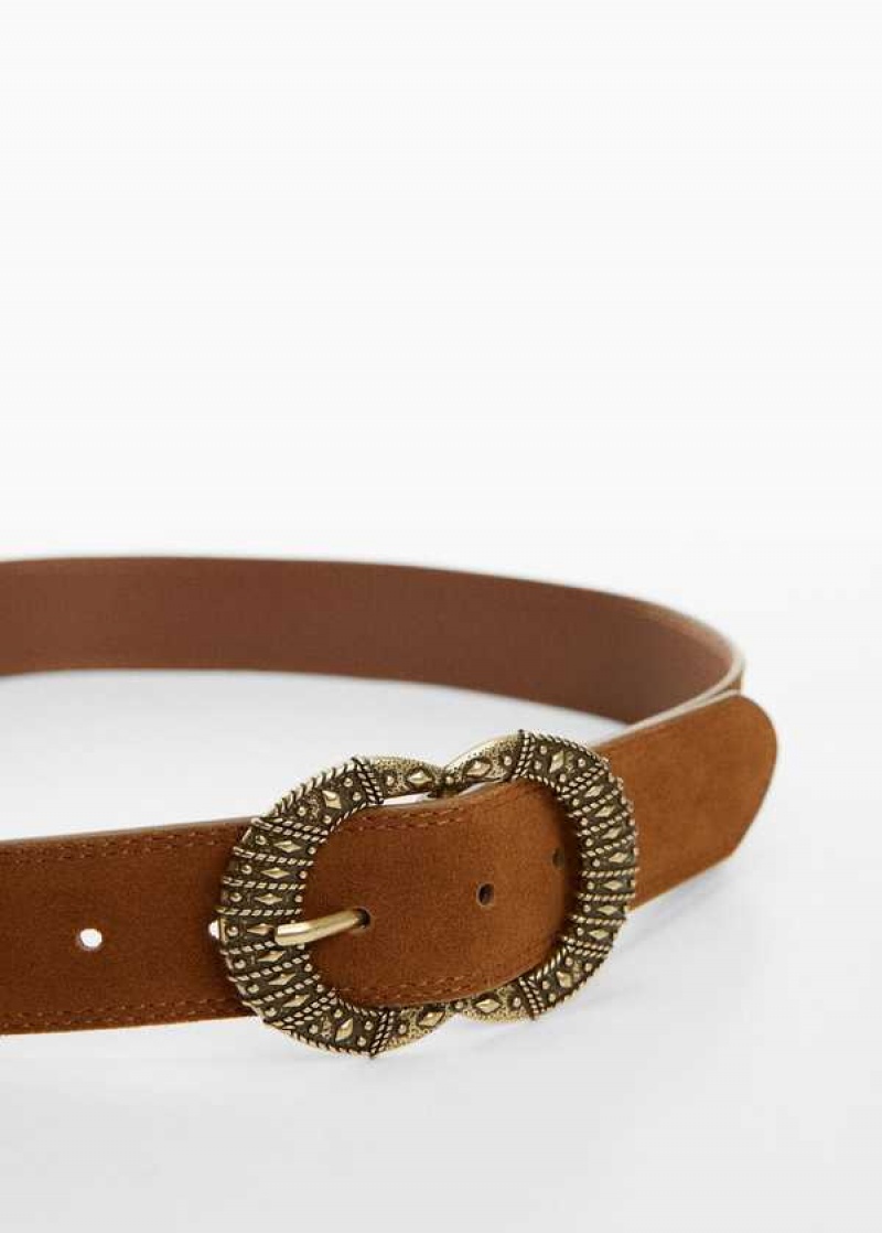 Mango Engraved Přezkou Læder Belt | MNG-22985