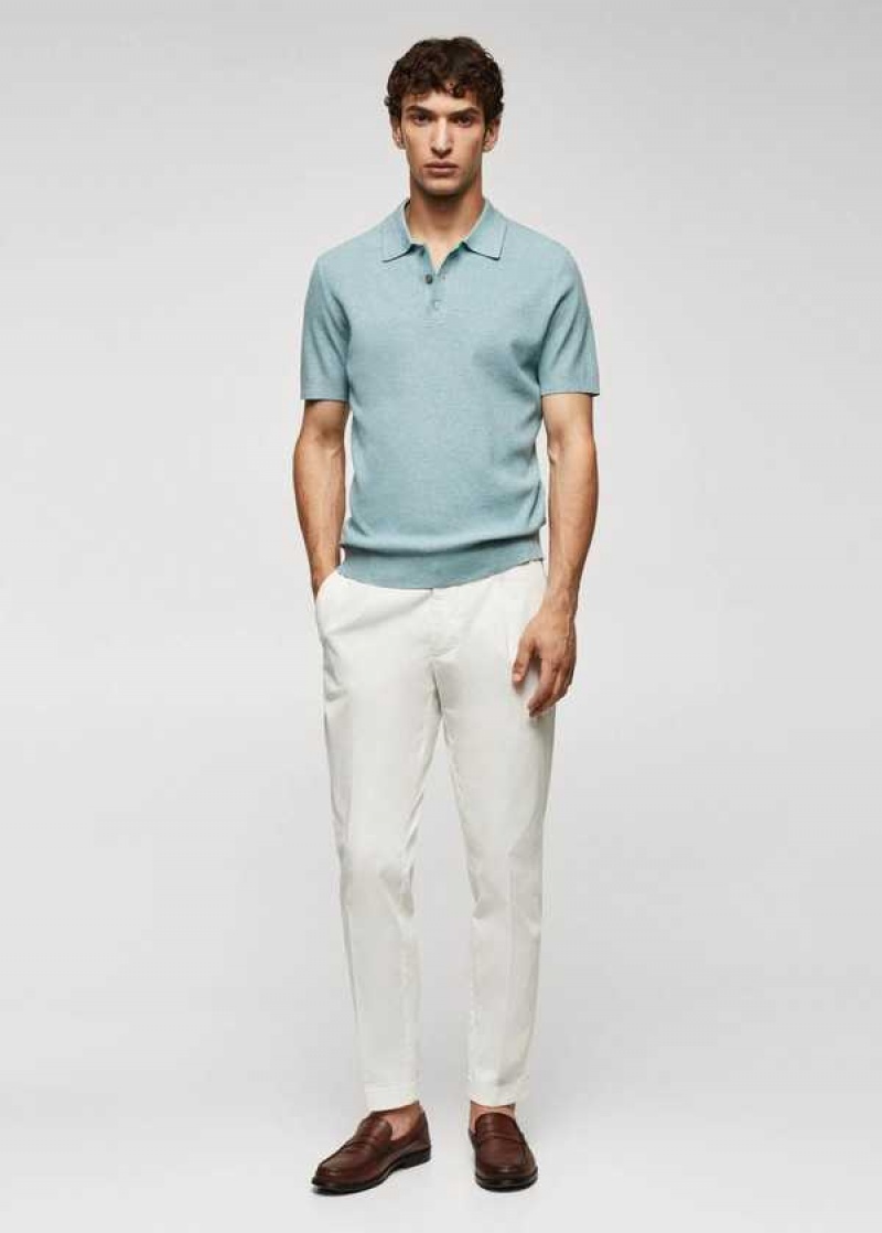 Mango Fine Rib-knit Polo Shirt | MNG-21533