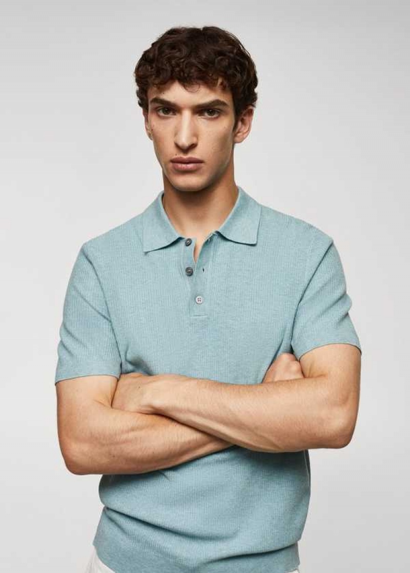 Mango Fine Rib-knit Polo Shirt | MNG-21533