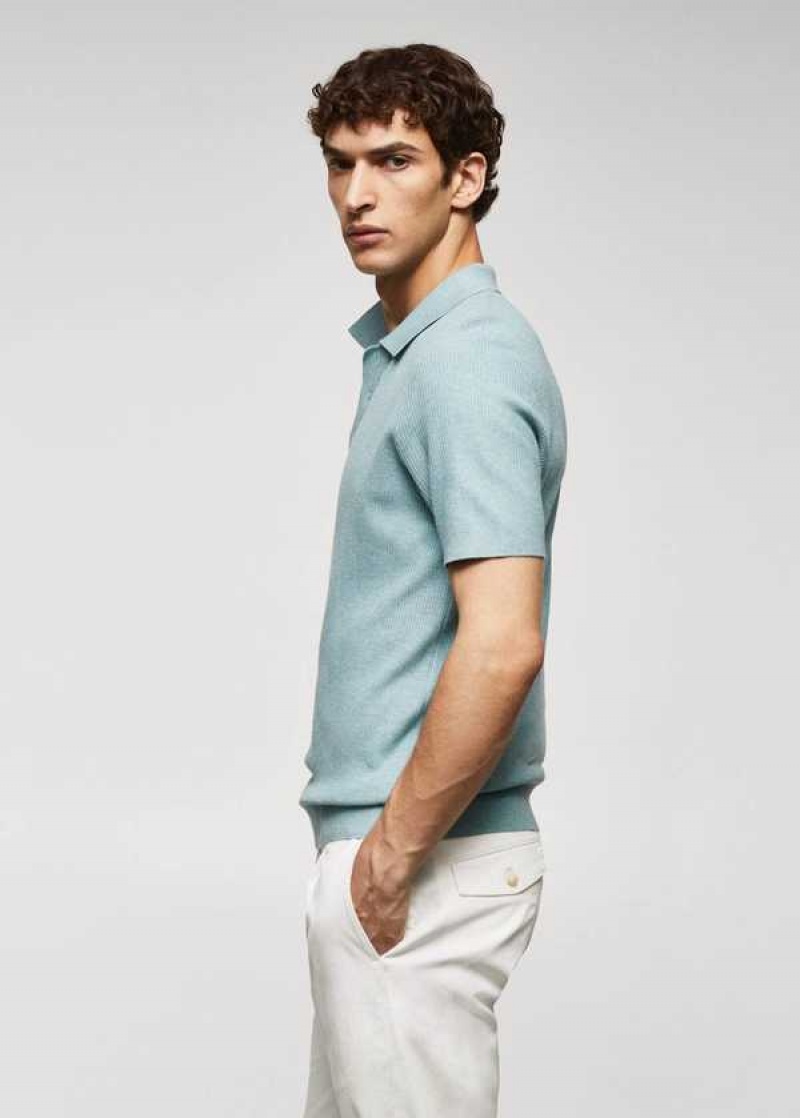 Mango Fine Rib-knit Polo Shirt | MNG-21533