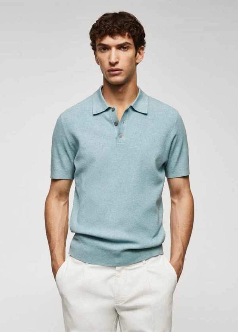 Mango Fine Rib-knit Polo Shirt | MNG-21533