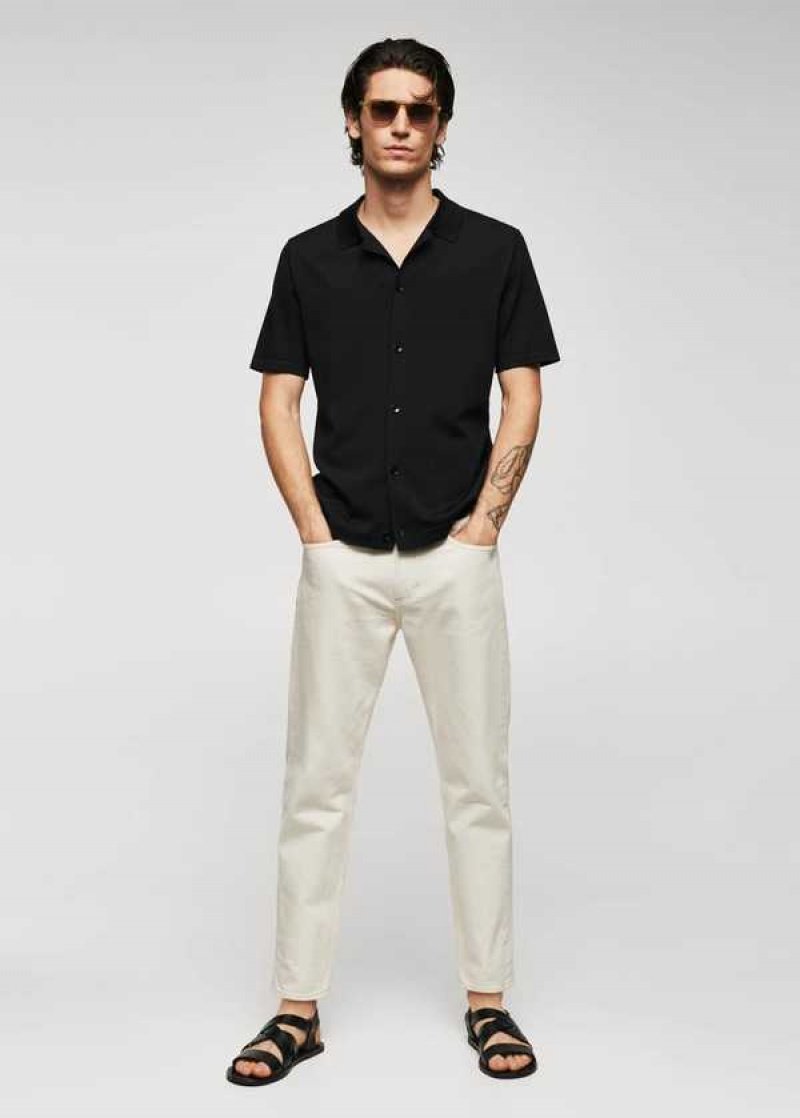 Mango Fine-knit Buttoned Polo Shirt | MNG-21528