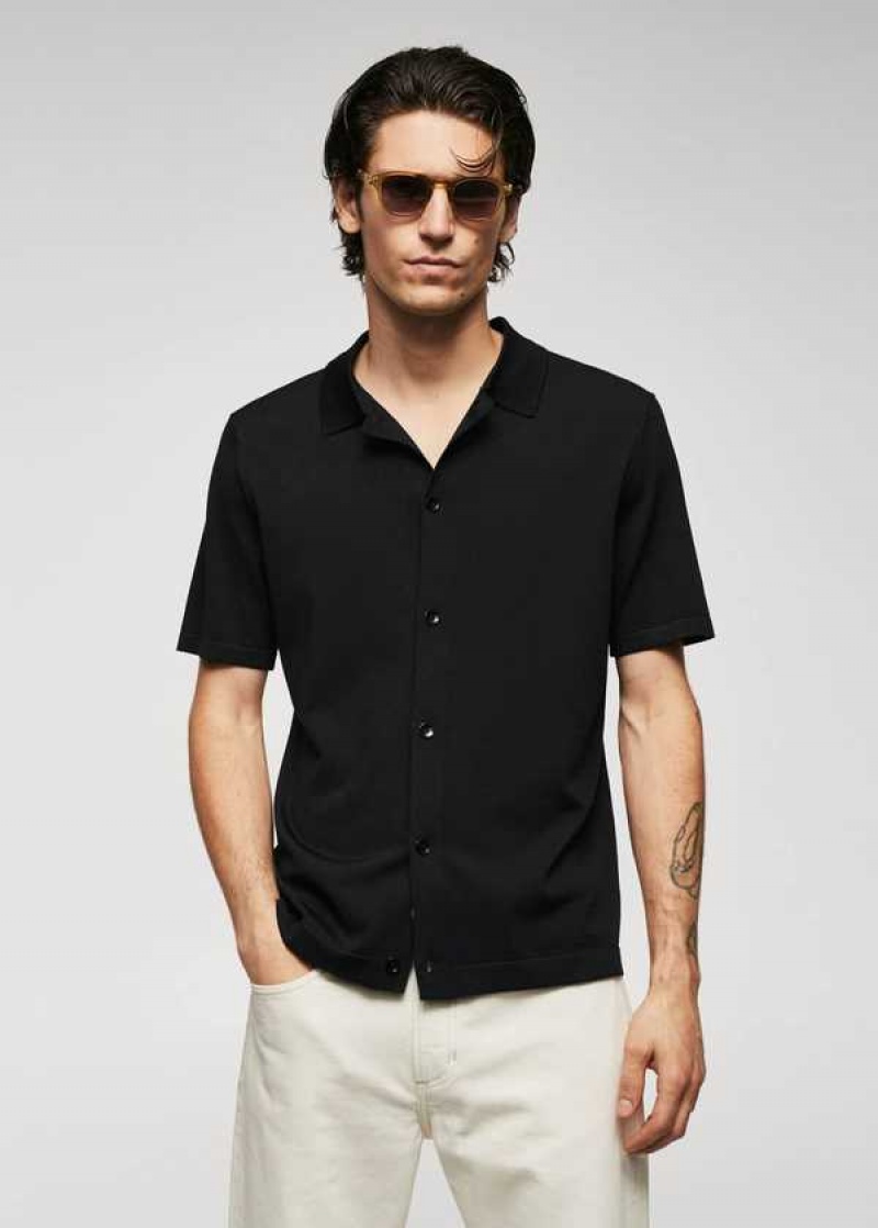 Mango Fine-knit Buttoned Polo Shirt | MNG-21528