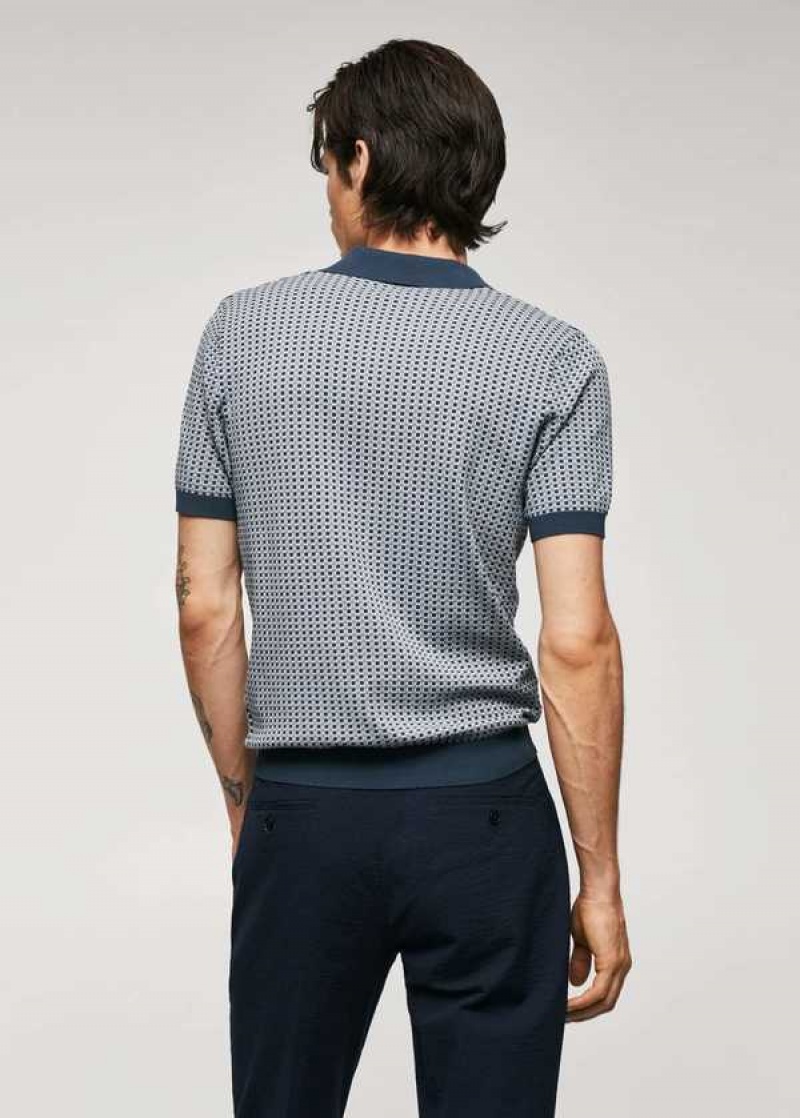 Mango Fine-knit Polo Shirt With Geometric Structure | MNG-21527