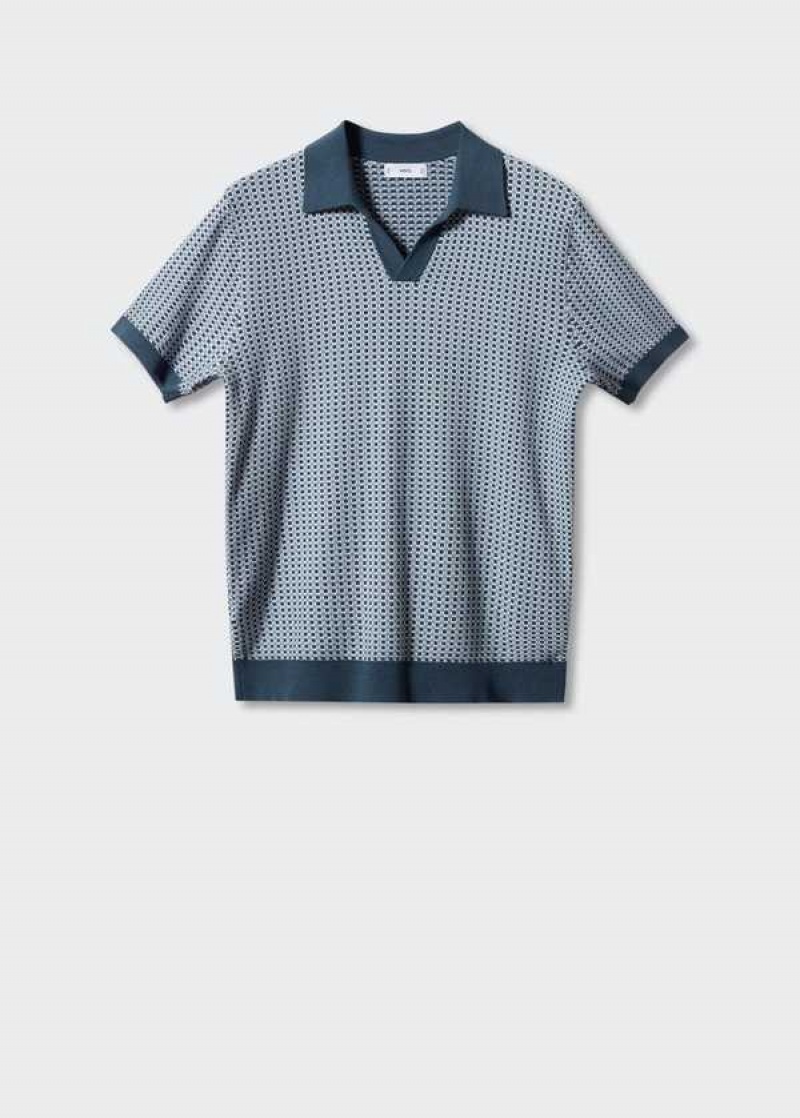 Mango Fine-knit Polo Shirt With Geometric Structure | MNG-21527