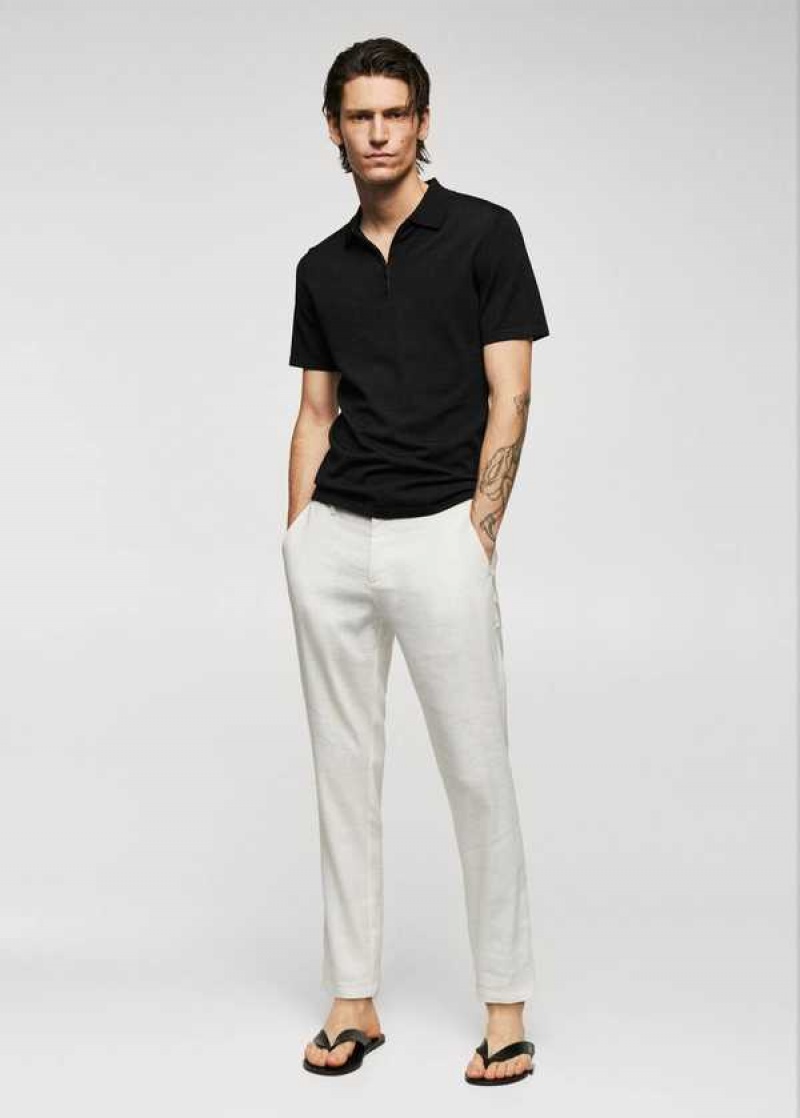 Mango Fine-knit Polo Shirt With Na Zip | MNG-21645