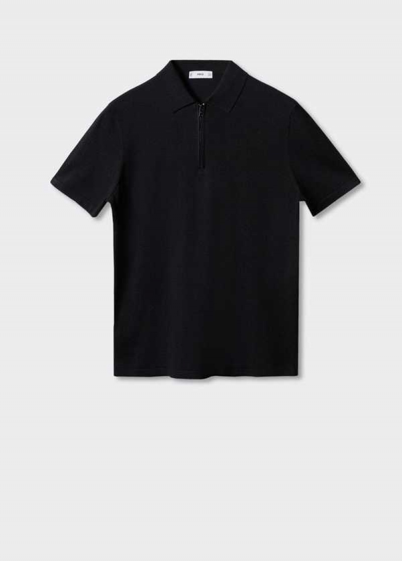 Mango Fine-knit Polo Shirt With Na Zip | MNG-21645