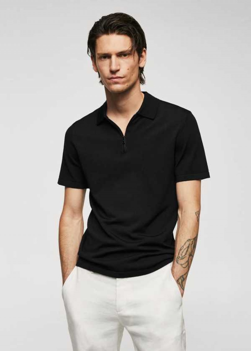 Mango Fine-knit Polo Shirt With Na Zip | MNG-21645