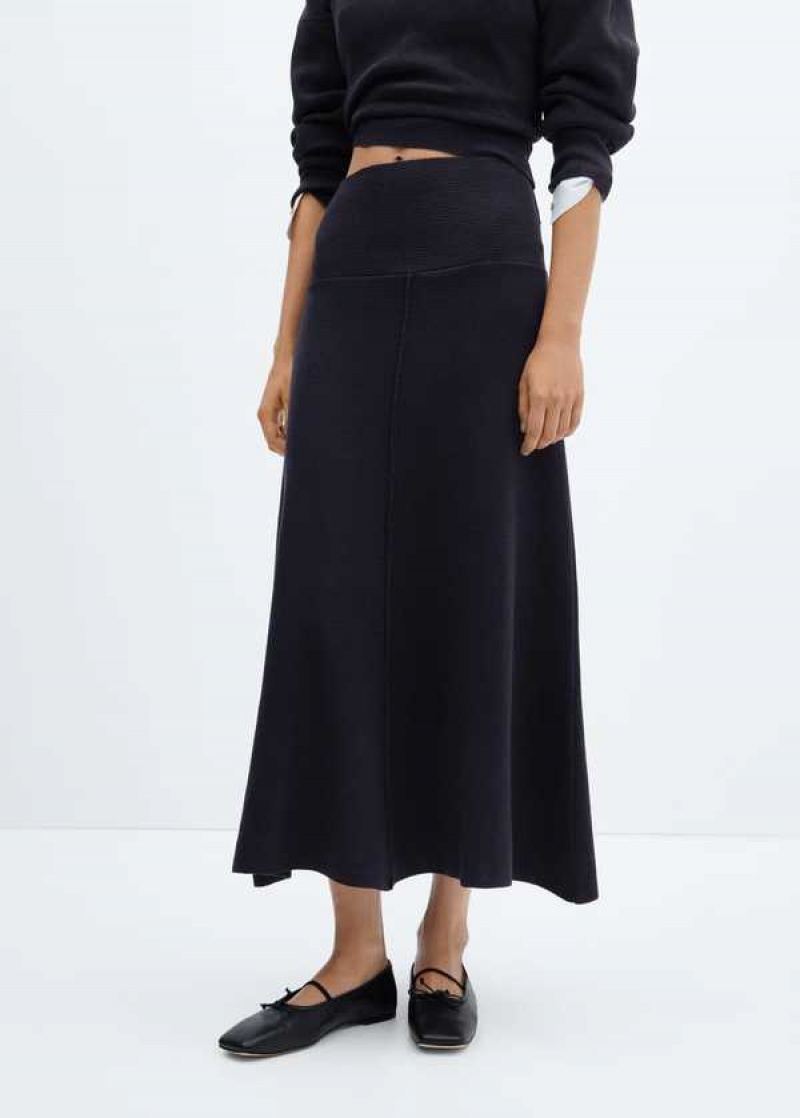 Mango Flared Pletené Skirt With Decorative Seams | MNG-24211