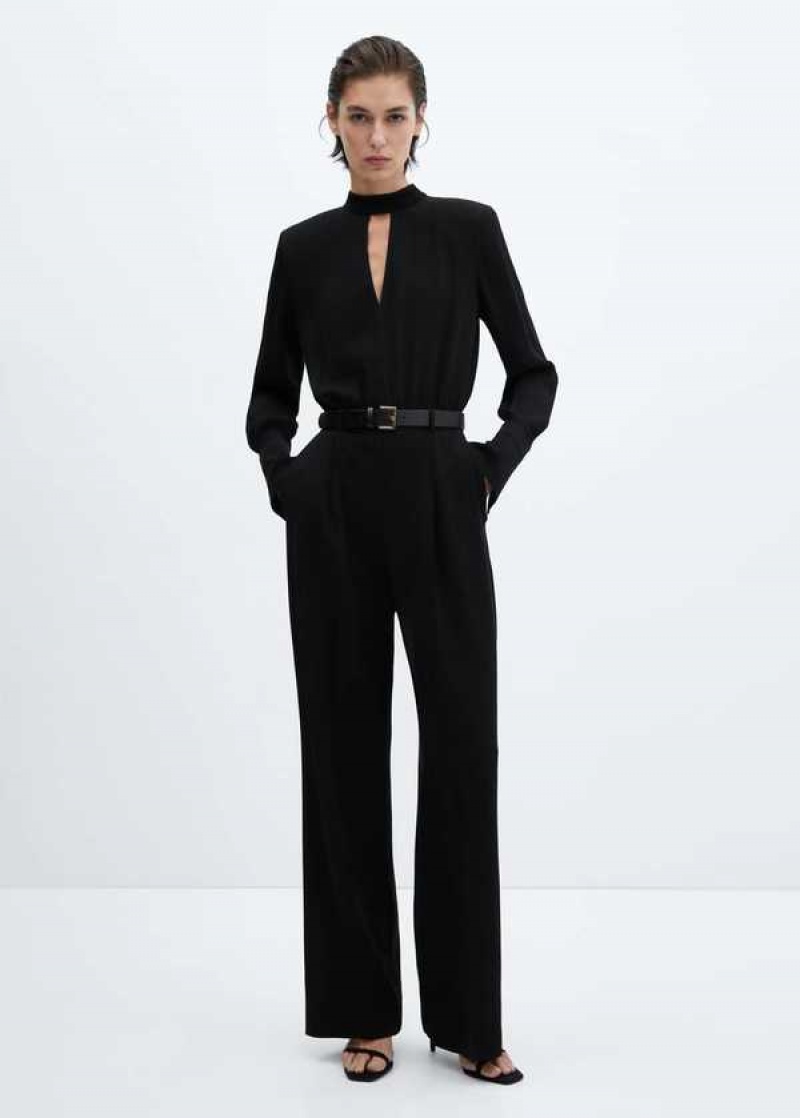 Mango Flared Velour Jumpsuit With Široké Straps | MNG-25768