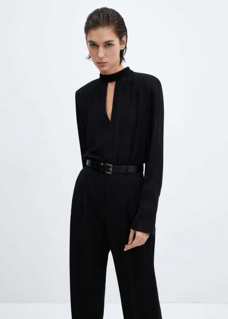 Mango Flared Velour Jumpsuit With Široké Straps | MNG-25768