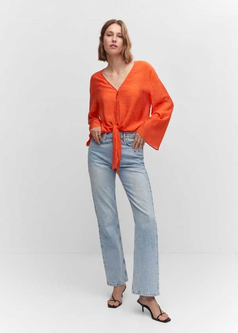 Mango Flared-sleeve Blouse With Bow | MNG-25298