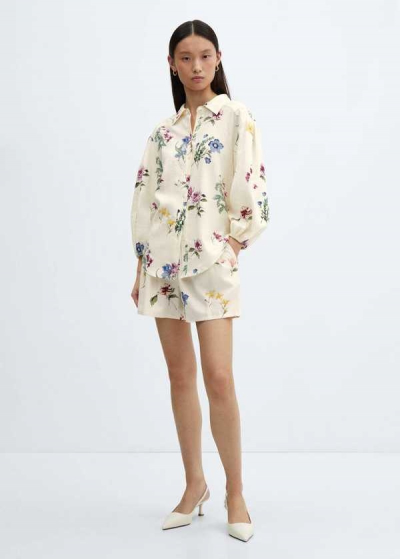 Mango Floral Linen-blend Shirt | MNG-25365