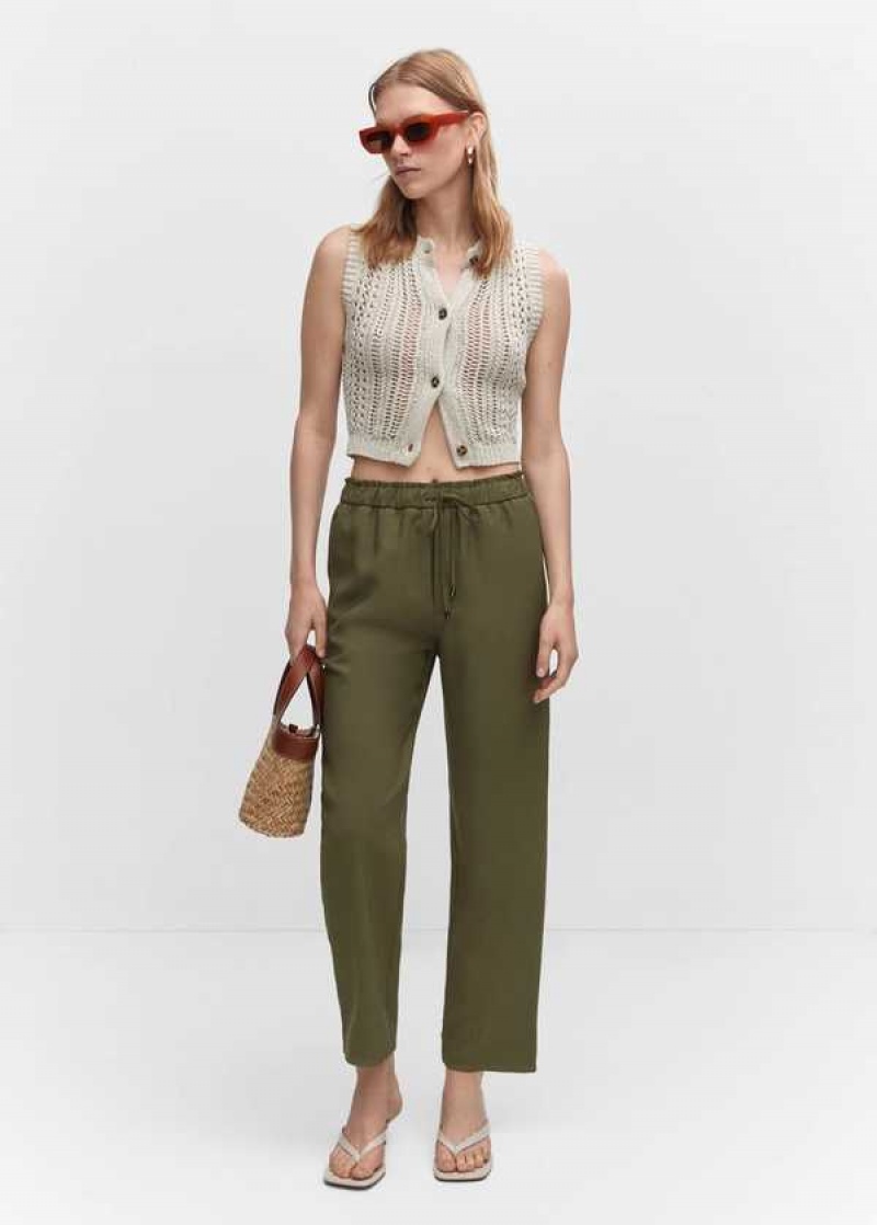 Mango Flowy Rovný-fit Pants With Bow | MNG-24368