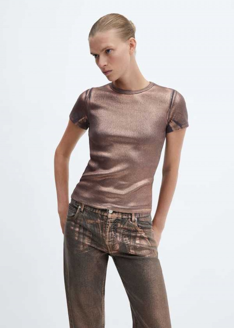 Mango Foil Krátké-sleeved T-shirt | MNG-25005