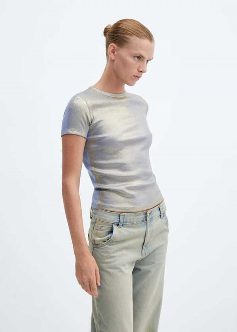 Mango Foil Krátké-sleeved T-shirt | MNG-25038