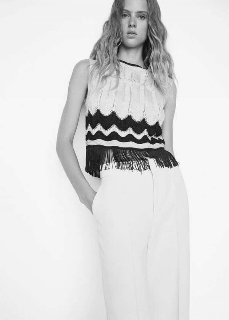 Mango Fringed Detail Knit Top | MNG-24821