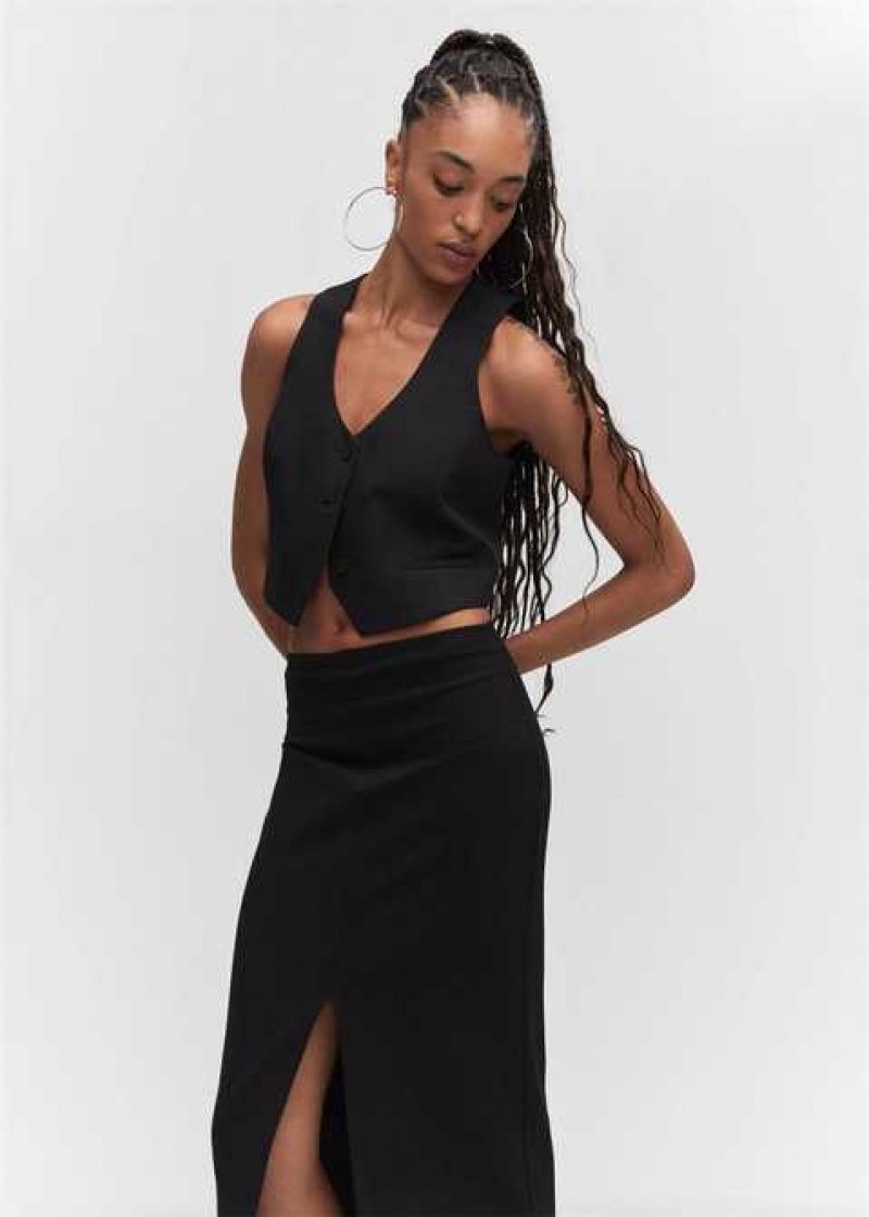 Mango Front Slit Midi Skirt | MNG-24230