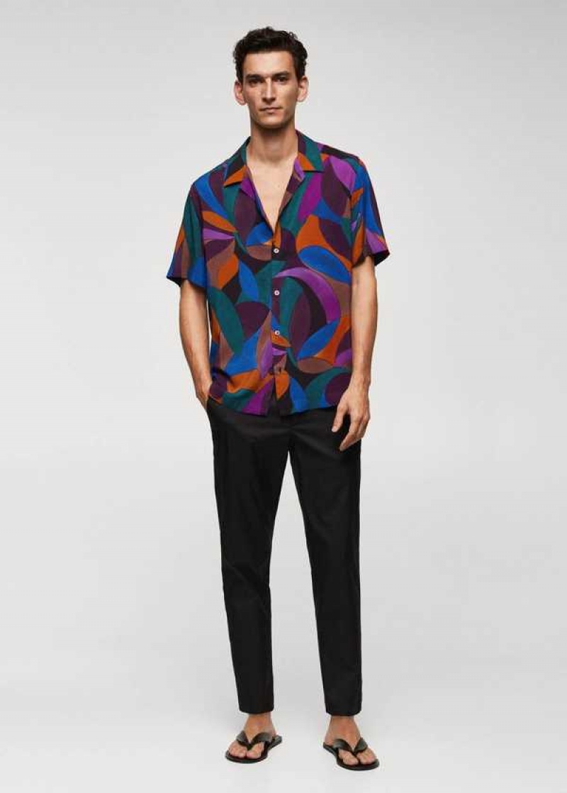 Mango Geometric-print Bowling Shirt | MNG-22078