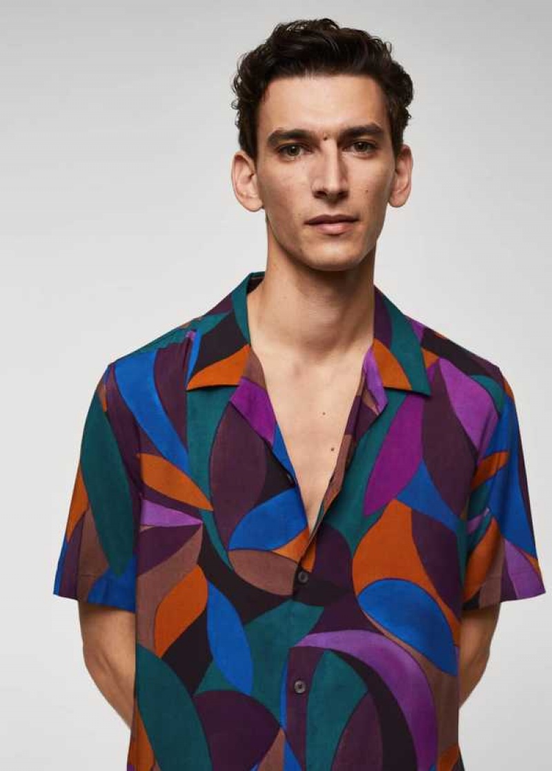 Mango Geometric-print Bowling Shirt | MNG-22078