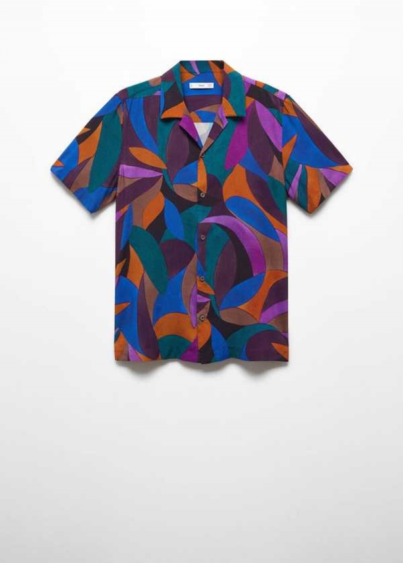 Mango Geometric-print Bowling Shirt | MNG-22078