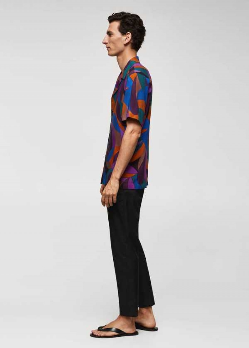 Mango Geometric-print Bowling Shirt | MNG-22078