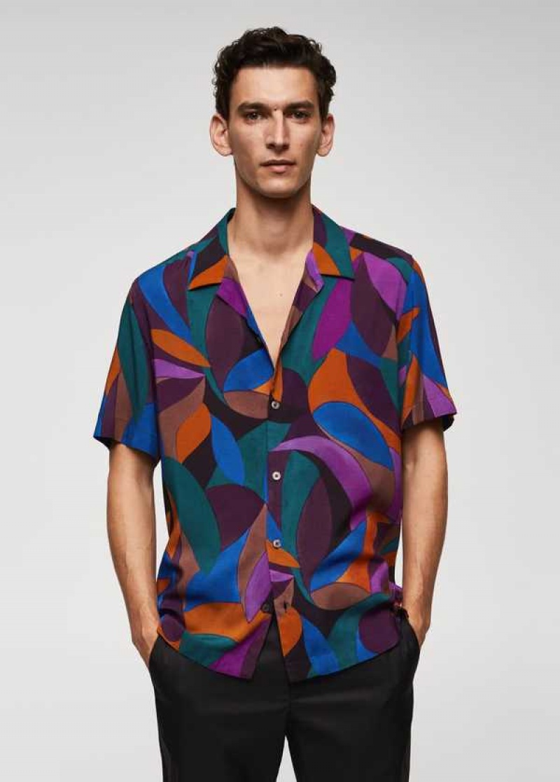 Mango Geometric-print Bowling Shirt | MNG-22078