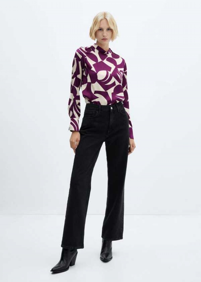 Mango Geometric-print Satin Shirt | MNG-25503