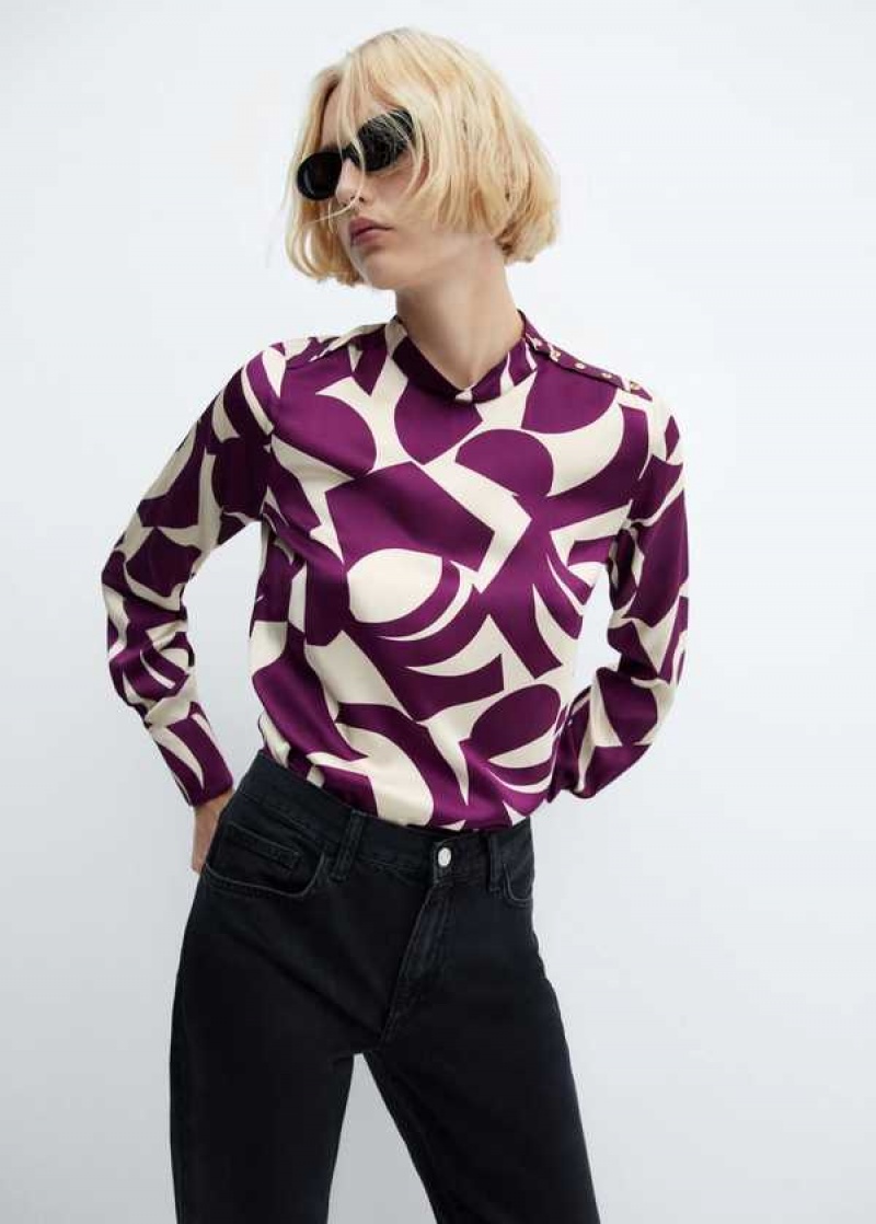 Mango Geometric-print Satin Shirt | MNG-25503