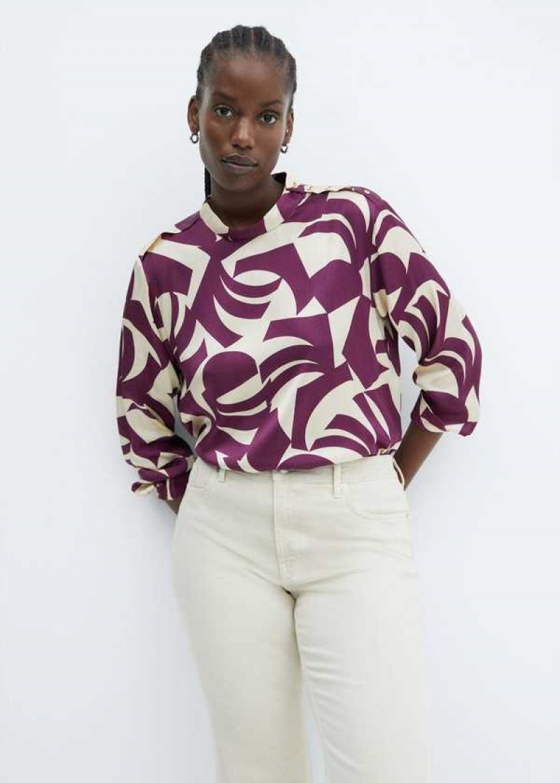 Mango Geometric-print Satin Shirt | MNG-25503