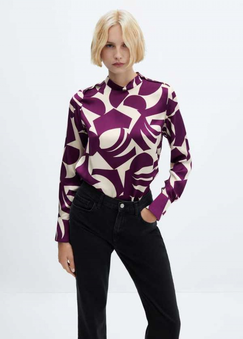 Mango Geometric-print Satin Shirt | MNG-25503