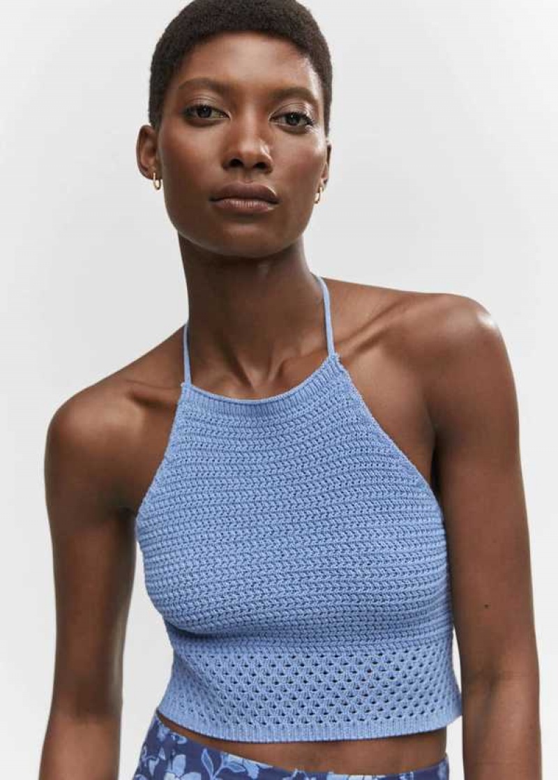 Mango Halter Neck Crochet Top | MNG-24748