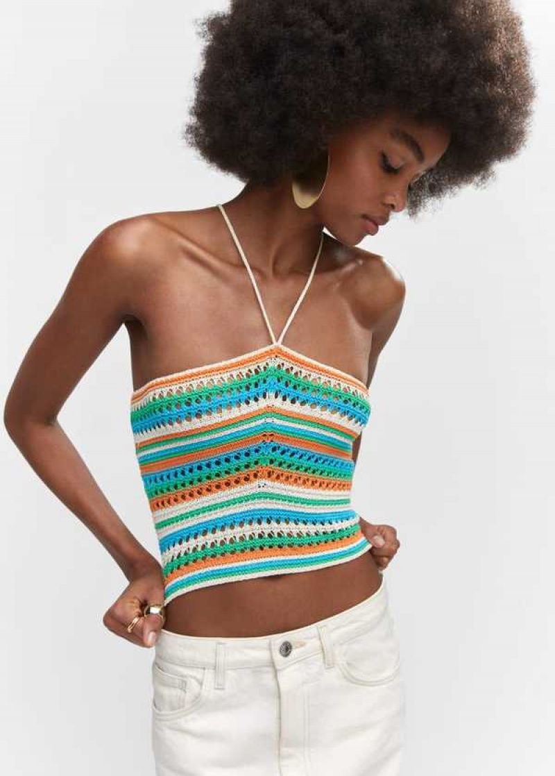 Mango Halter Neck Crochet Top | MNG-24760