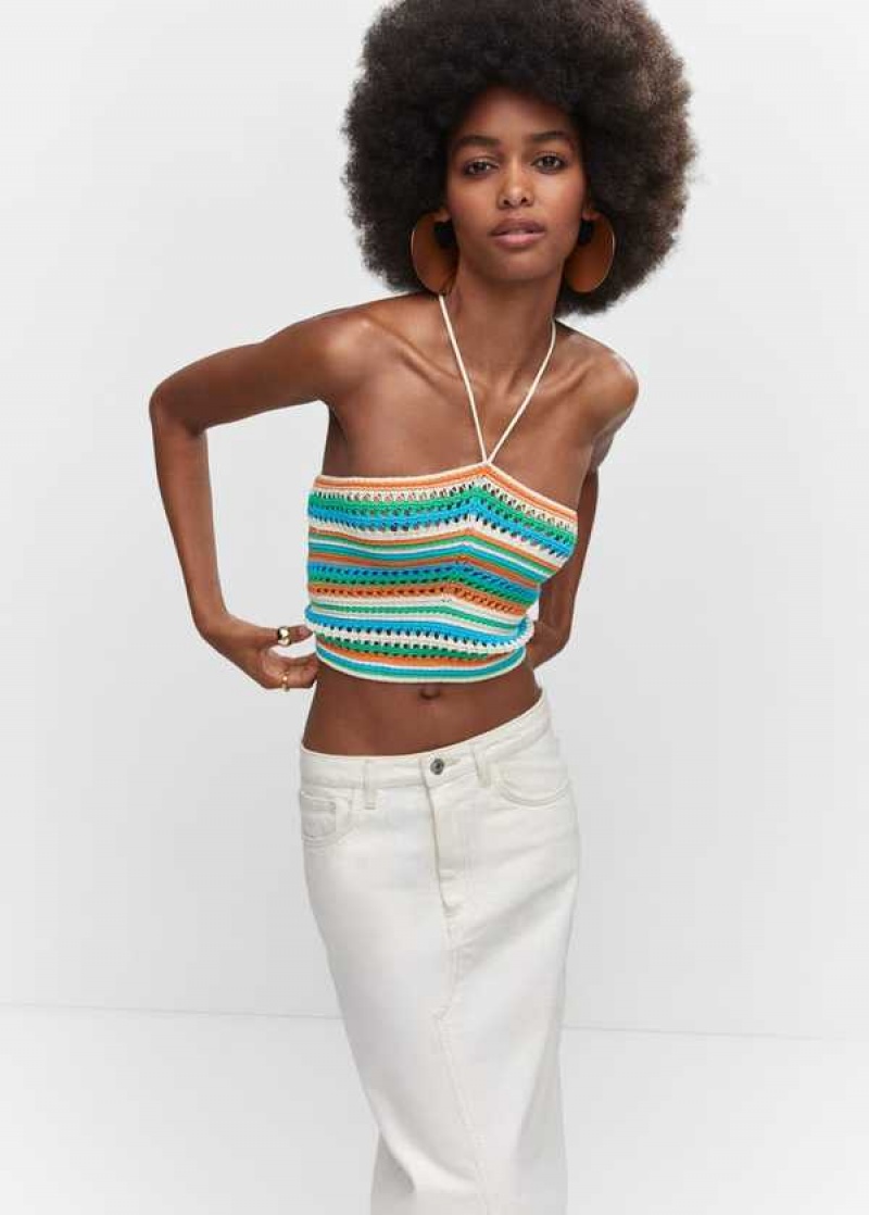 Mango Halter Neck Crochet Top | MNG-24760