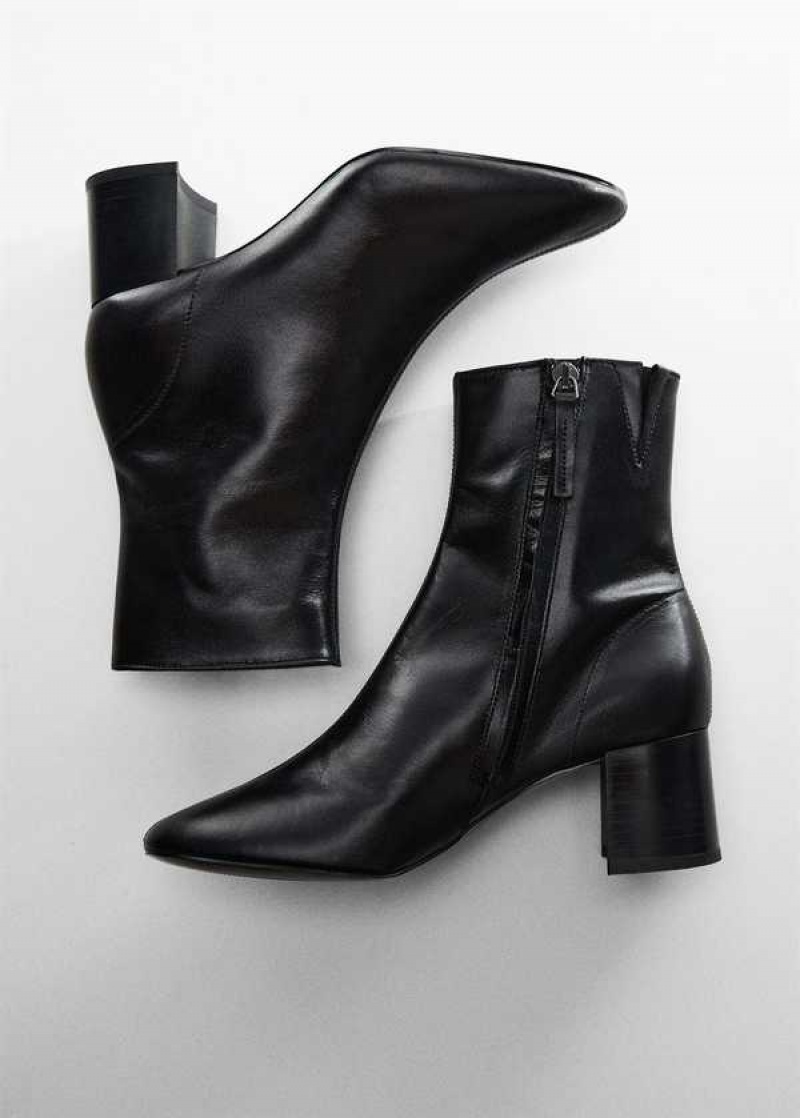 Mango Heel Læder Ankle Boot | MNG-23521