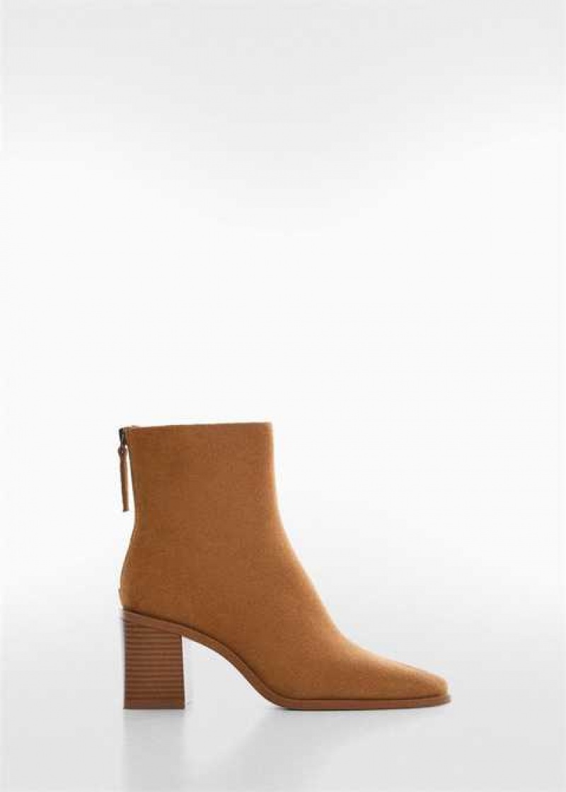 Mango Heel Semišové Ankle Boot | MNG-23517