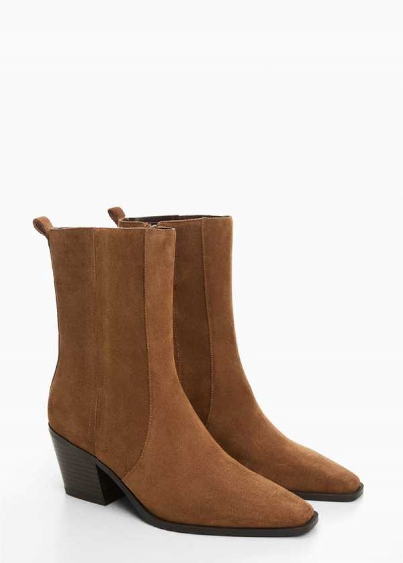 Mango Heel Semišové Ankle Boot | MNG-23569