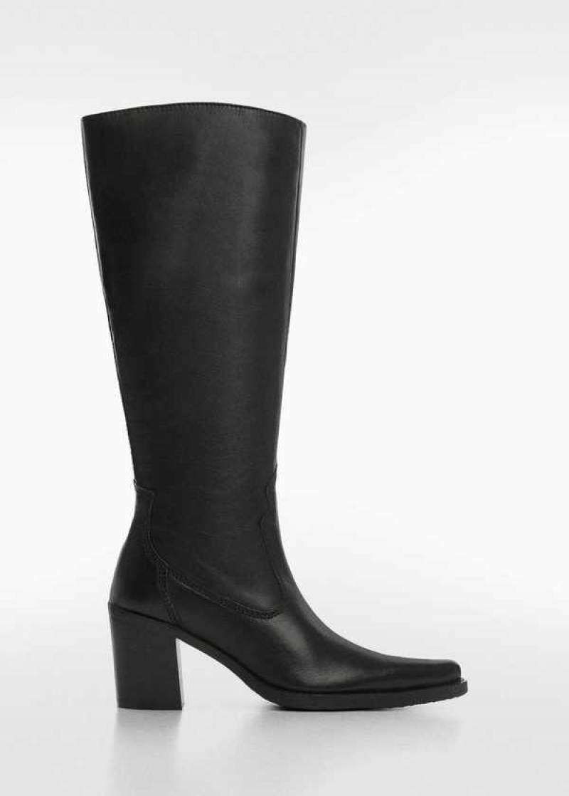 Mango High Heel Læder Boot | MNG-23630