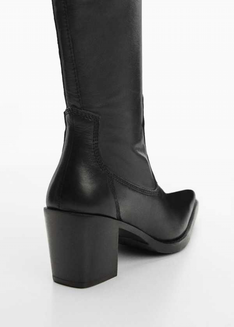 Mango High Heel Læder Boot | MNG-23630