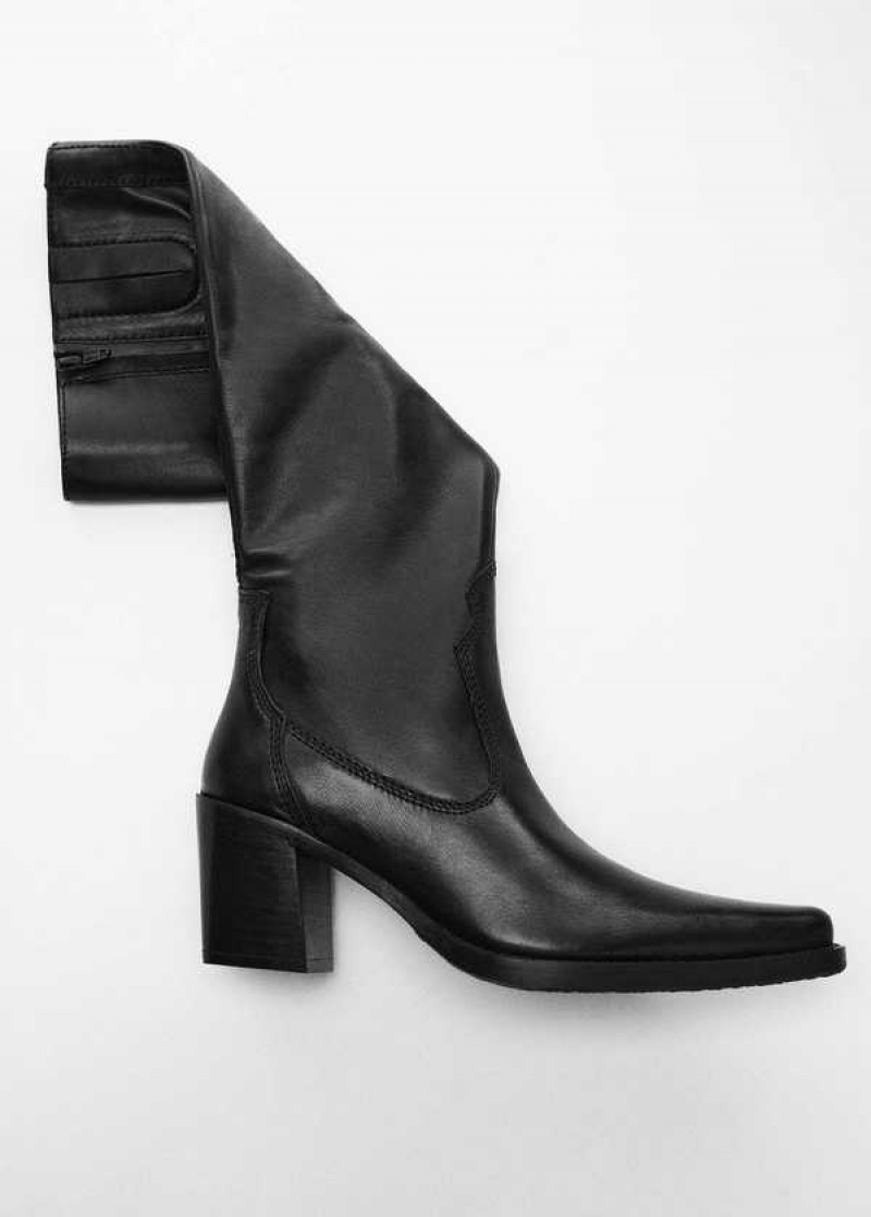 Mango High Heel Læder Boot | MNG-23630