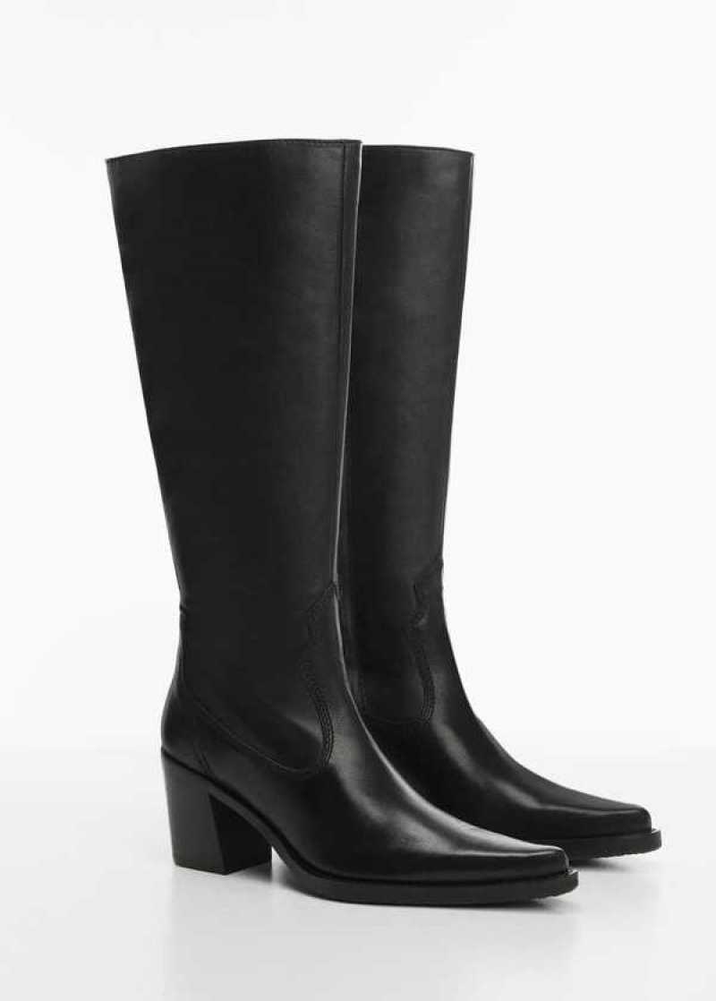 Mango High Heel Læder Boot | MNG-23630