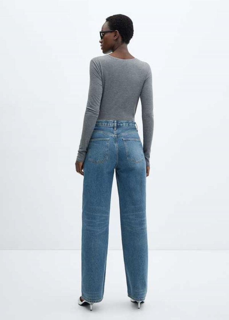 Mango High Pasem Rovný Jeans | MNG-23838