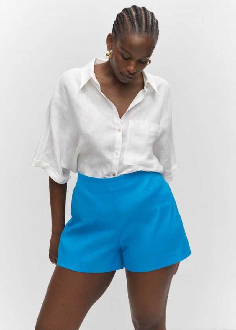 Mango High-waist Linen Shorts | MNG-24607