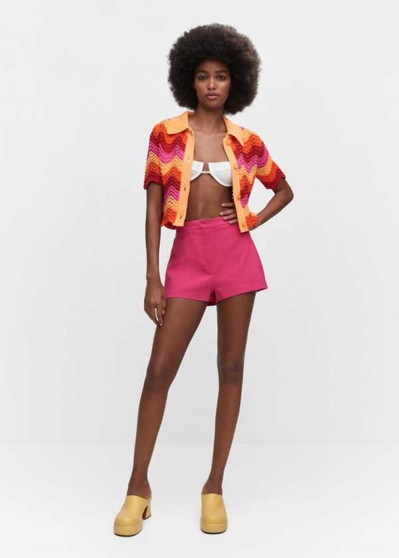 Mango High-waist Rovný Shorts | MNG-24604