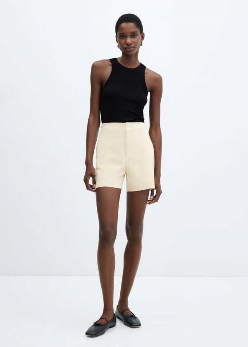 Mango High-waist Rovný Shorts | MNG-24633