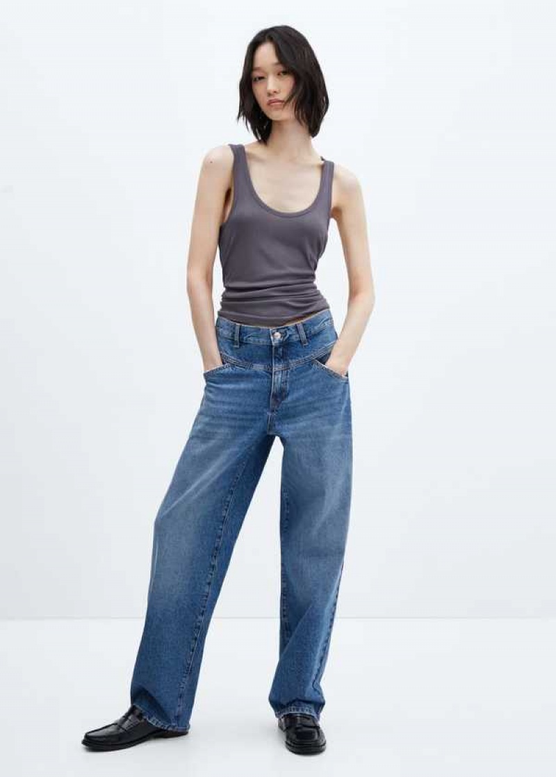 Mango High-waist Wideleg Jeans With Seams | MNG-23814