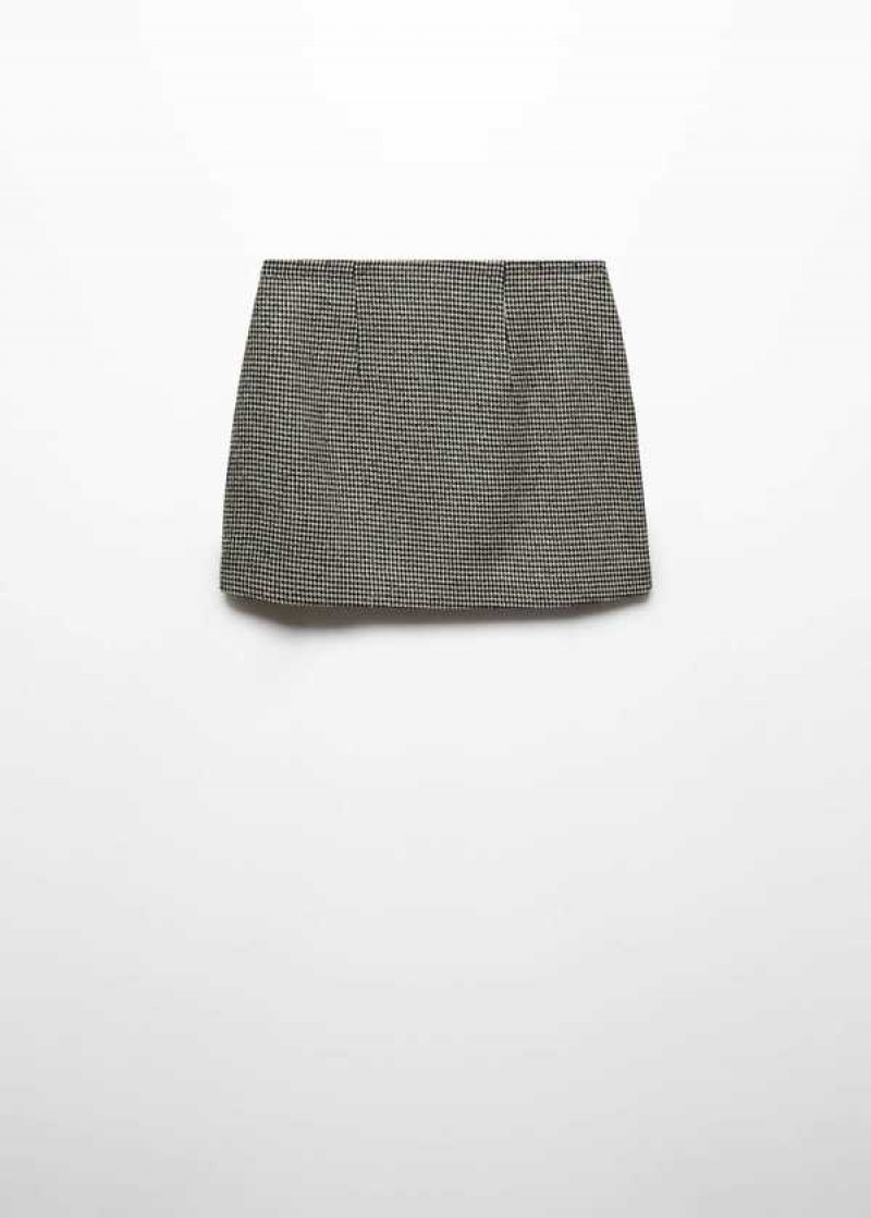 Mango Houndstooth Rovný Mini-skirt | MNG-24014