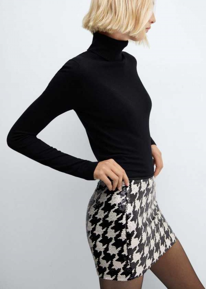 Mango Houndstooth Sequined Skirt | MNG-24022