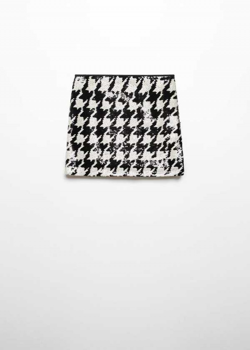 Mango Houndstooth Sequined Skirt | MNG-24022