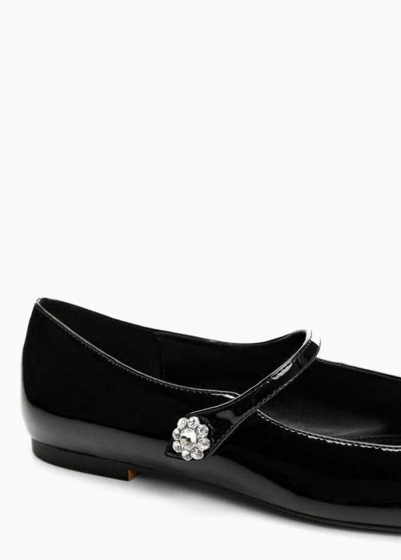 Mango Jeweled Lakovaná Læder-effect Ballerinas | MNG-23439